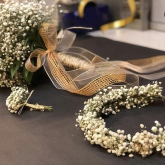 Personalisierter Brautstrauß+Ansteckblume+Brautkrone | EW-292900