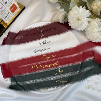 Personalisierte Satin-Seiden-Schleife für Verlobung/Hochzeit, 1 mt | EW-292969