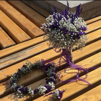 Personalisierter Brautstrauß+Ansteckblume+Brautkrone | EW-292898