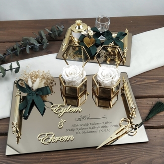 Spiegelmodell Verlobungs- und Versprechenstablett-Set | EW-292754