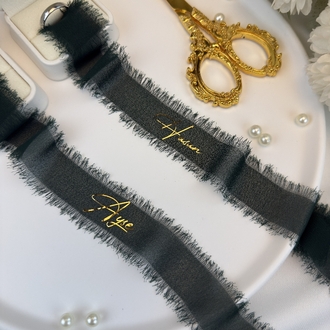 Personalisierte Satin-Seiden-Schleife für Verlobung/Hochzeit, 1 mt | EW-292969
