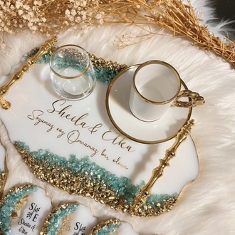 Epoxid-Steinmodell Verlobungs- und Versprechenstablett-Set | EW-292725