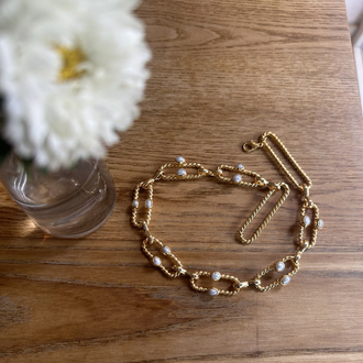 İNCİ DETAY GOLD KOLYE