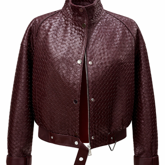 Hand-Knitted Leather Bomber
