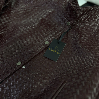 Hand-Knitted Leather Bomber
