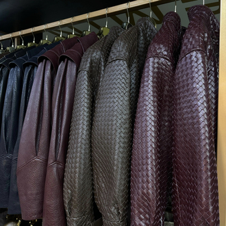 Hand-Knitted Leather Bomber