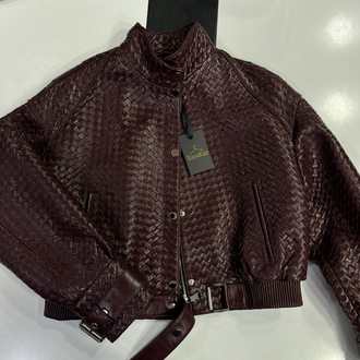 Hand-Knitted Leather Bomber