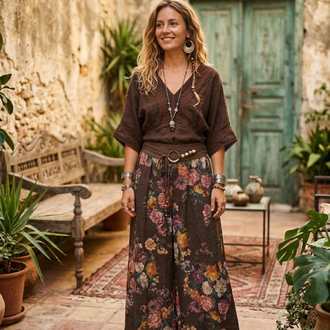 Desenli keten pantalon