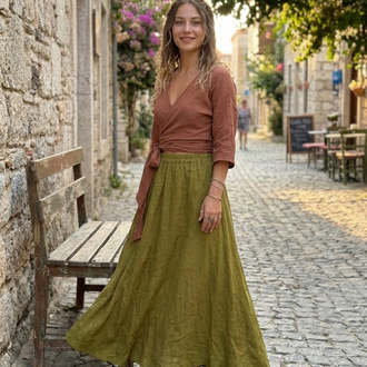 Kruvaze kısa kol bluz