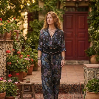 Desenli keten pantalon