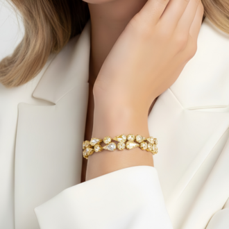 Geometrik Damla Çiçek Model Gold Renk Bileklik -1803
