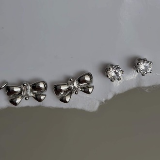 6'lı Kuğu Fiyonk Model Minima Gümüş Silver Renkli Küpe Seti- 1551