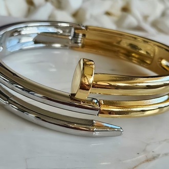 Çivi Sarmal Gold Molted Kelepçe Çelik Bileklik 1485