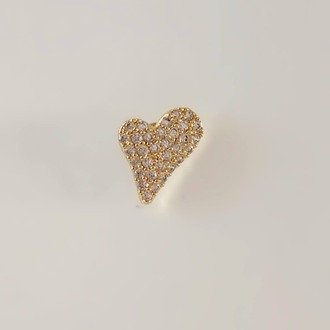 Kalp Zirkon Taşlı Model Kıkırdak Tragus Helix Piercing Gold Altın Renk Küpe - 1589