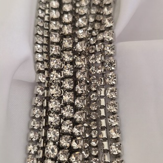 Çoklu Döküm Su Yolu Rhinestone Gümüş Renk Kristal Bileklik  - 1827