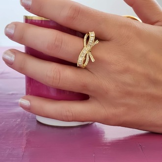 Fiyonk Kurdela Model Ayarlanabilir Gold Renk Çelik Yüzük - 1449