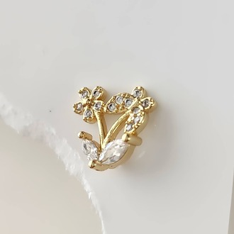 Kelebek Çiçek Yıldız Model Kıkırdak Piercing Tragus Helix Altın Gold Renk Küpe - 1575