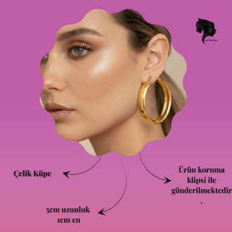 Halka Model Gold Renk Çelik Küpe 5cm - 1779
