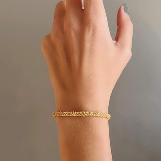Zincir Dokuma Kordon El Yapımı Otantik Altın Kaplama Gold Renkli Bileklik - 1342