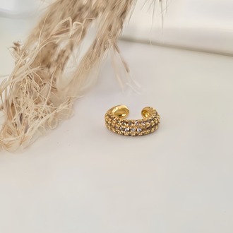 Minimal Işıltılı Zirkon Taşlı Kıkırdak Cuff Gold Renk Küpe - 1819