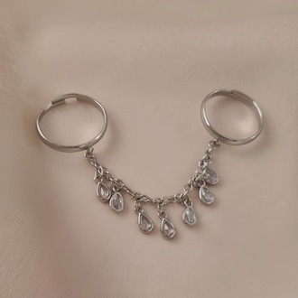 Şahmaran Damla Başak Model Zirkon Taşlı Ayarlanabilir Silver ve Gold Renkli Yüzük- 1680