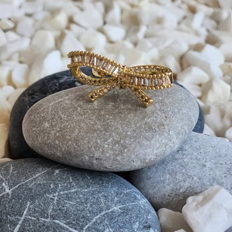 Fiyonk Kurdela Model Ayarlanabilir Gold Renk Çelik Yüzük - 1449