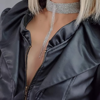15 Sıralı Zincir Dokuma Sallantılı Vücut Tasma Choker El Yapımı Kolye - 1340
