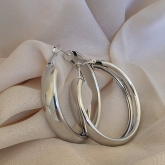 Halka Model Silver Renk Çelik Küpe 5cm- 1778