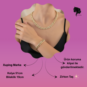 Xuping Küba Zinciri Cuban Lınk Hip Hop Rhinestone Set- 1793