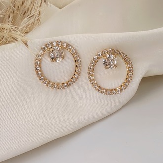 Halo Zirkon Taşlı Antialerjik VİP Halka Gold Renk Küpe Antialerjik - 1813
