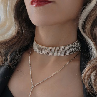 Altın Kaplama Rhinestone Y Model Su Yolu Model Kolye- 1729