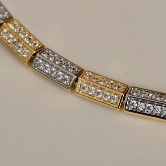 Kuyumcu Model Geometrik Full Taşlı Çelik Bileklik - 1429