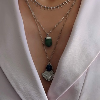 Üçlü Arpa Çiçek Model Silver Gümüş Renk Kolye - 1704