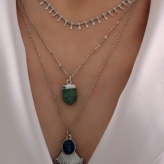 Üçlü Arpa Çiçek Model Silver Gümüş Renk Kolye - 1704
