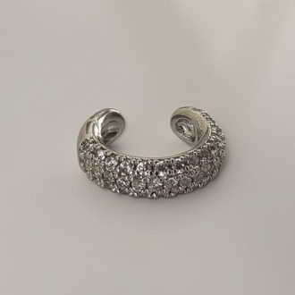 Minimal Işıltılı Zirkon Taşlı Kıkırdak Cuff Gümüş Renk Küpe - 1818