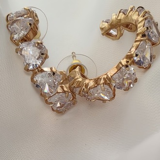 Kalp Zirkon Taşlı Antialerjik VİP Halka Gold Renk Küpe Antialerjik - 1815
