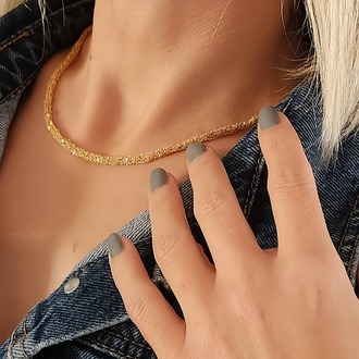 Zırh Örgü Zincir Model Çelik Zincir Dokuma Altın Kaplama İnce El Yapımı Kolye - 1333