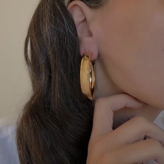 Halka Model Gold Renk Çelik Küpe 5cm - 1779