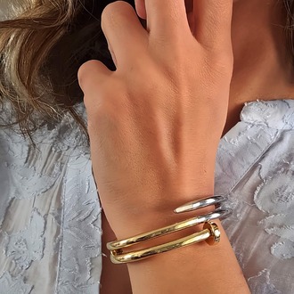 Çivi Sarmal Gold Molted Kelepçe Çelik Bileklik 1485