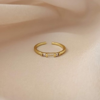 Zirkon Taşlı Eklem Kıkırdak Kemik Ayarlanabilir Model Gold ve Silver Renkli Yüzük - 1598
