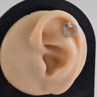 Halka X Artı Model Kıkırdak Piercing Tragus Helix Silver Gümüş Renk Küpe - 1376