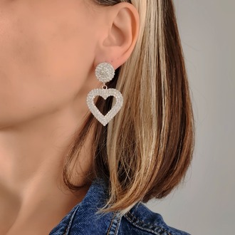 Kalp Love Aşk Sallantılı Model Gümüş Kaplama Küpe - 1360