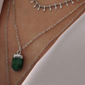 Üçlü Arpa Çiçek Model Silver Gümüş Renk Kolye - 1704
