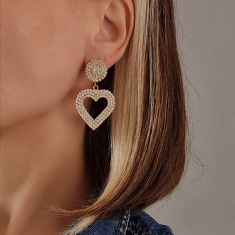 Kalp Love Aşk Sallantılı Model Altın Kaplama Küpe - 1361