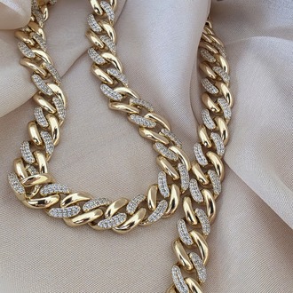 Xuping Küba Zinciri Cuban Lınk Hip Hop Rhinestone Set- 1793
