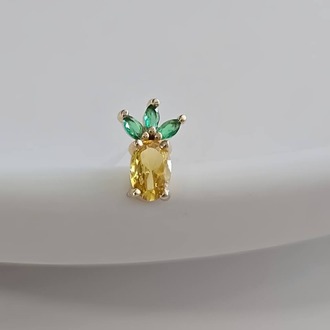 Ananas Model Kıkırdak Piercing Tragus Helix Altın Kaplama Gold Renk Küpe - 1369