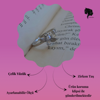 Ayarlanabilir Arı İnci Model Zirkon Taşlı Silver Renk Çelik Yüzük - 1759