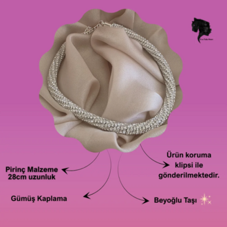 Beyoğlu Taşlı Boru Model Silver Renk Kolye- 1792