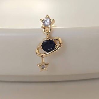 Galaksi Gezegen Satürn Yıldız Model Kıkırdak Piercing Tragus Helix Gold Renk Küpe - 1432