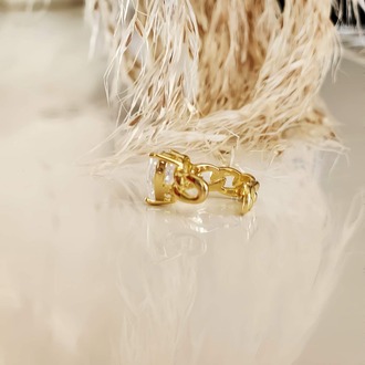 Kalp Model Zirkon Taşlı Model Gold Renkli Kıkırdak Sıkıştırmalı Küpe Earcuff- 1328